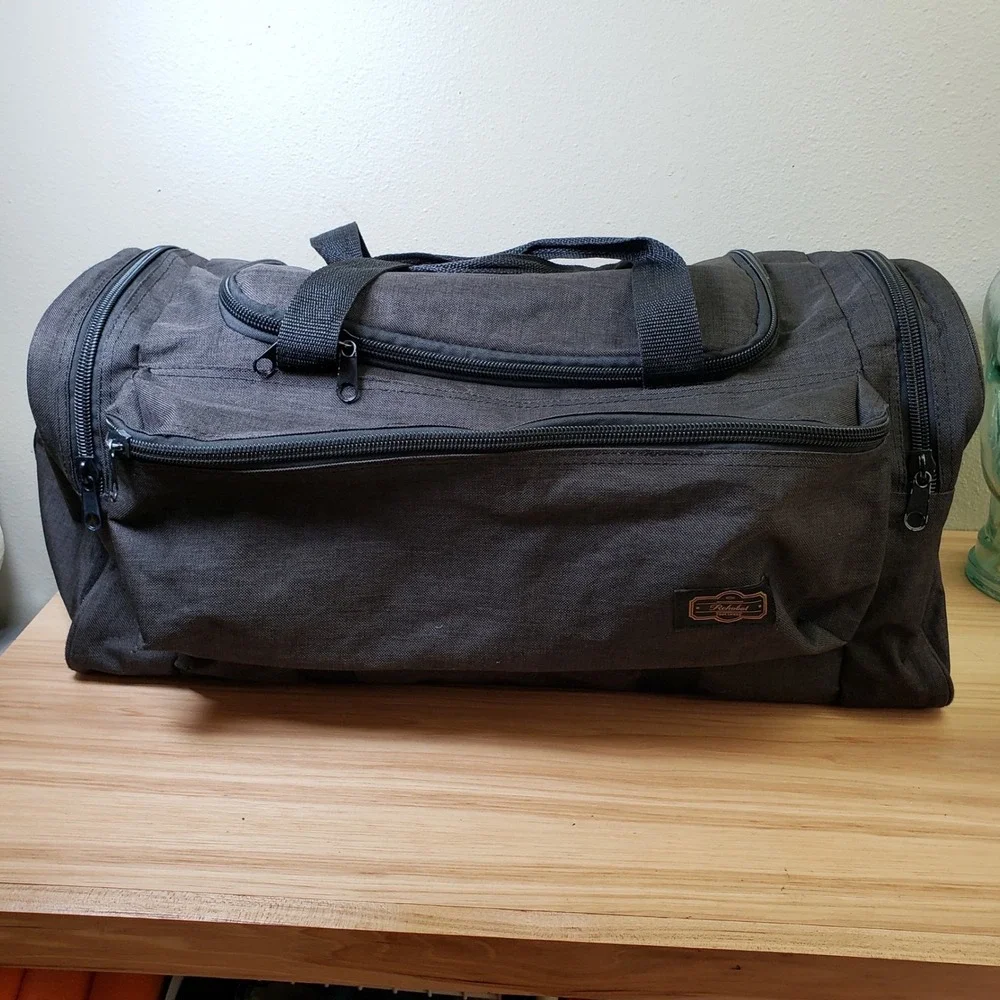Rehobot Large Duffle Bag Weekender Black  Travel Simple Multipocket Top Handle